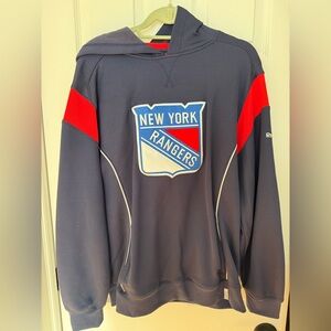 Reebok Navy and Red New York Rangers Hoodie
